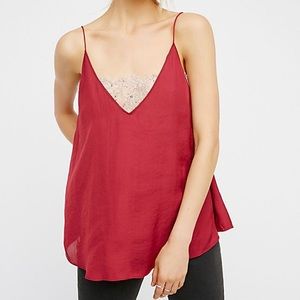 Free People wine red deep v cami